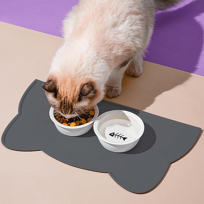 Cat Food Mat, Silicone Non Slip Dog Bowl Mat Waterproof Cat Feeding Mat Stop - Image 2