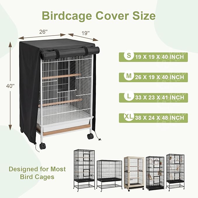 Black Bird Cage Cover, Adjustable - Image 2