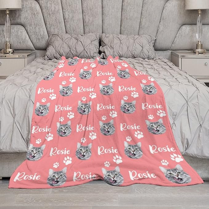 Personalized Cat Face & Name Blanket - Image 7