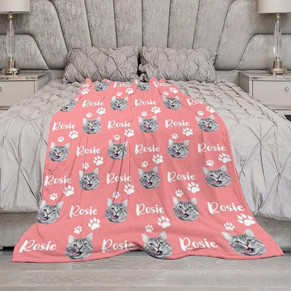 Personalized Cat Face & Name Blanket - Image 7