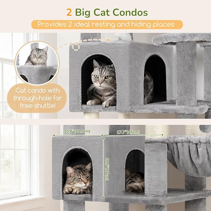 Globlazer Extra Large Cat Tree Tower, 82in Tall Heavy Duty Cat Tree - Image 3