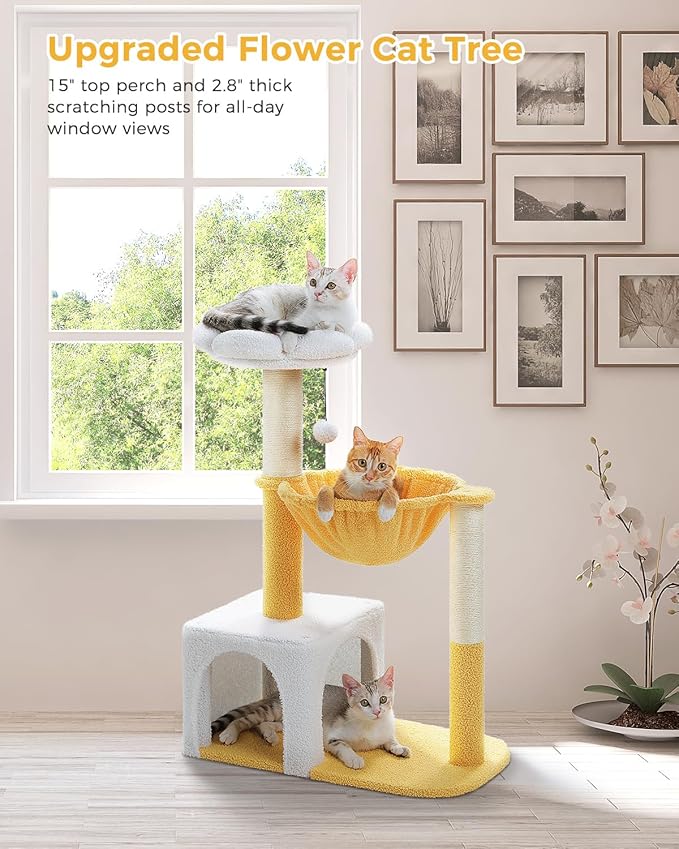 MUTTROS Cute Cat Tree with Flower Top Bed - Image 7