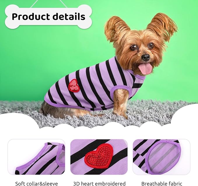 Dog Shirts for Large Dogs, Striped T-Shirts Pets Vest Pet Apparel Tee Shirts - Image 2