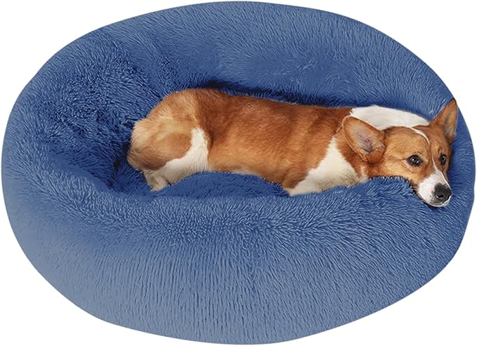 JOLLYVOGUE Dog Bed, Calming Anti-Anxiety Large Dog Bed, Fluffy Donut Cushion by JOLLYVOGUE