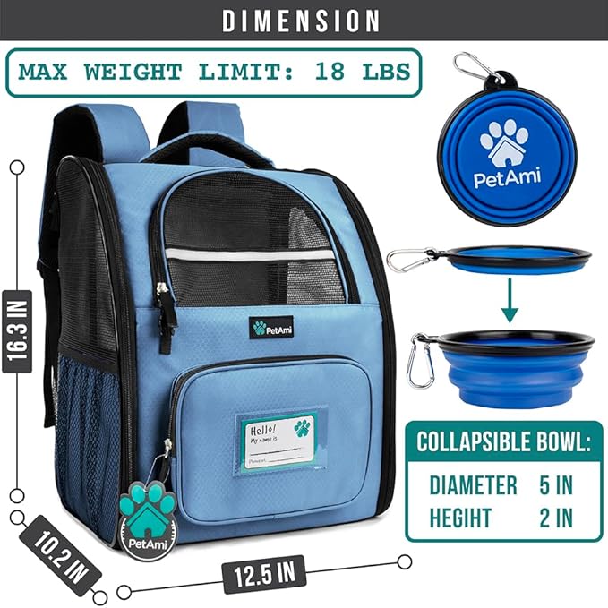 PetAmi Dog Backpack Carrier for Small Medium Dogs Large Cats up to 18 lbs - Image 2