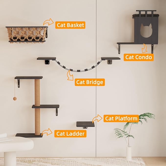 5-in-1 Cat Wall Shelves Set - Image 4