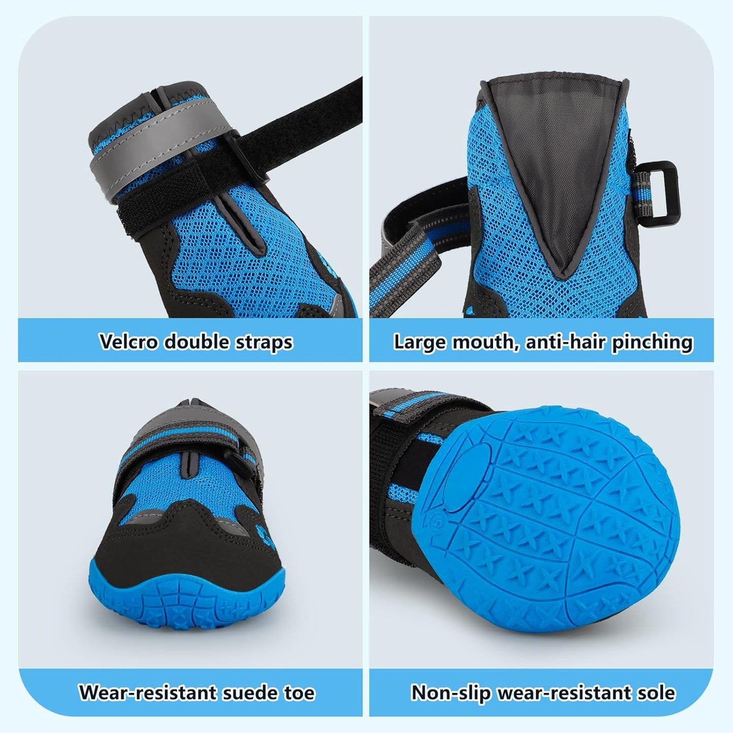 Dog Shoes for Large Medium Small Dog, Mesh Breathable Dog Shoes for Hot Pavement, Anti-Slip Dogs Boots Paw Protectors with Reflective for Outdoor Walking Indoor Hardfloors (Size 5)