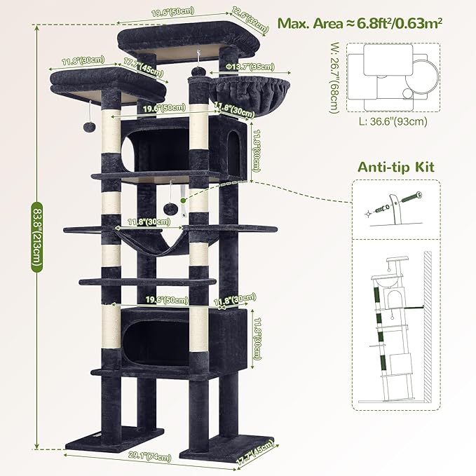 Globlazer XXL Giant Cat Tree, 83 Inch Heavy Duty Tall Cat Tower - Image 7