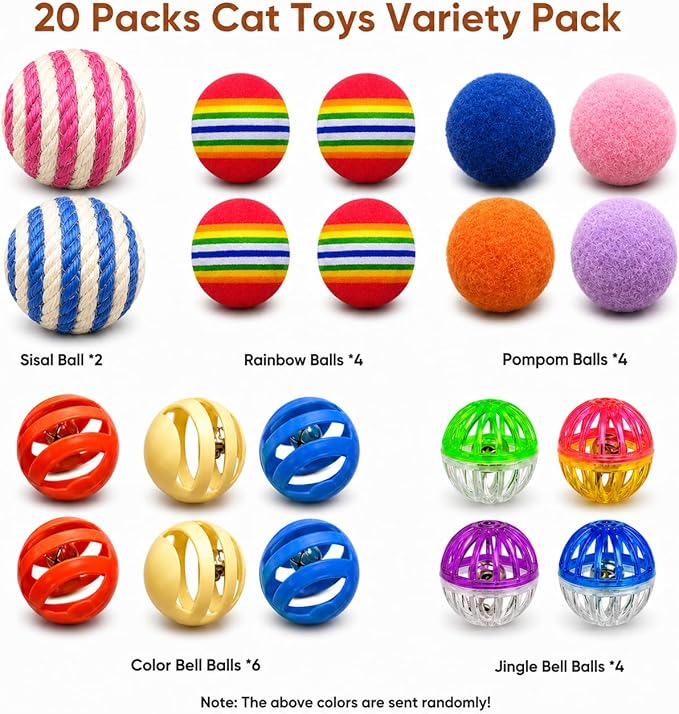 Cat Toys for Indoor Cats, Cat Toys Balls, 20 Packs Interactive Cat Toy Set - Image 2