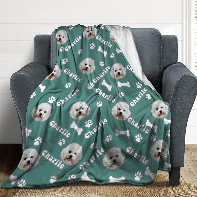 Personalized Dog Blanket with Name Customized Paw Prints Pet Blanket Loss - Image 4