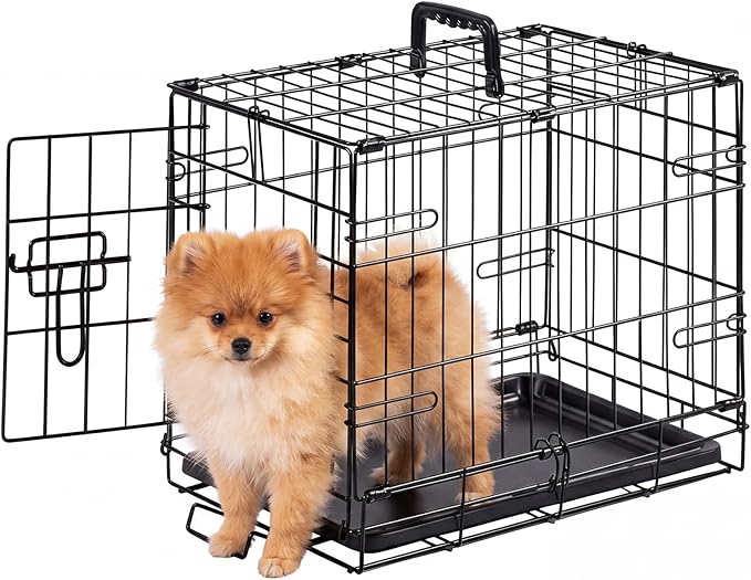 Sweetcrispy 18 Inch Single Door Dog Crate, Metal Pet Kennel by Sweetcrispy