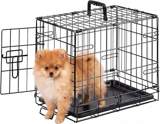 Sweetcrispy 18 Inch Single Door Dog Crate, Metal Pet Kennel by Sweetcrispy
