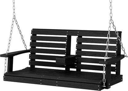 KINGYES Outdoor Hanging Porch Swing, 2 Seat Patio Swing Recliner by KINGYES