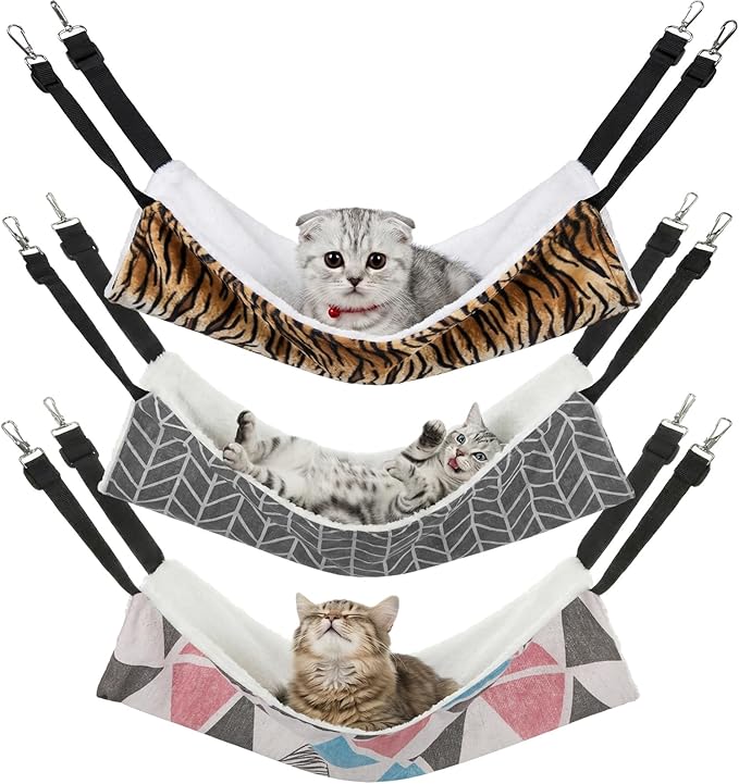BBTO 3 Pcs Reversible Pet Hammock Soft Plush Cat Hanging Hammock Guinea Pig Bed by BBTO