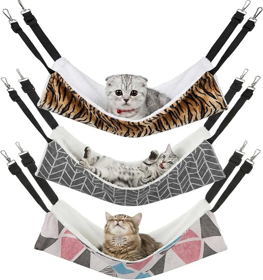 BBTO 3 Pcs Reversible Pet Hammock Soft Plush Cat Hanging Hammock Guinea Pig Bed by BBTO