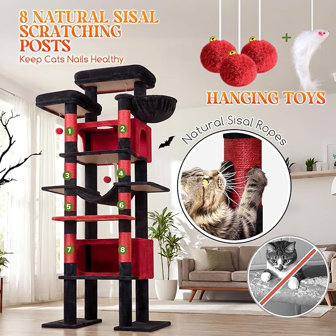 Globlazer XXL Giant Gothic Cat Tree, 83 Inch Heavy Duty Tall Goth Cat Tower - Image 5
