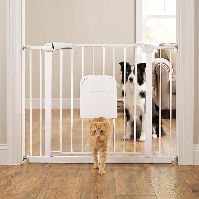 Metal Pet Gate with Cat Door, Adjustable Dog Gate by FuzzyNest