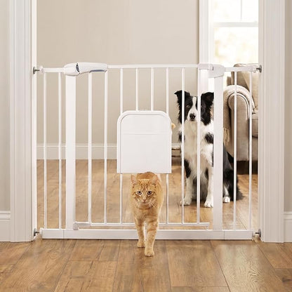 Metal Pet Gate with Cat Door, Adjustable Dog Gate by FuzzyNest