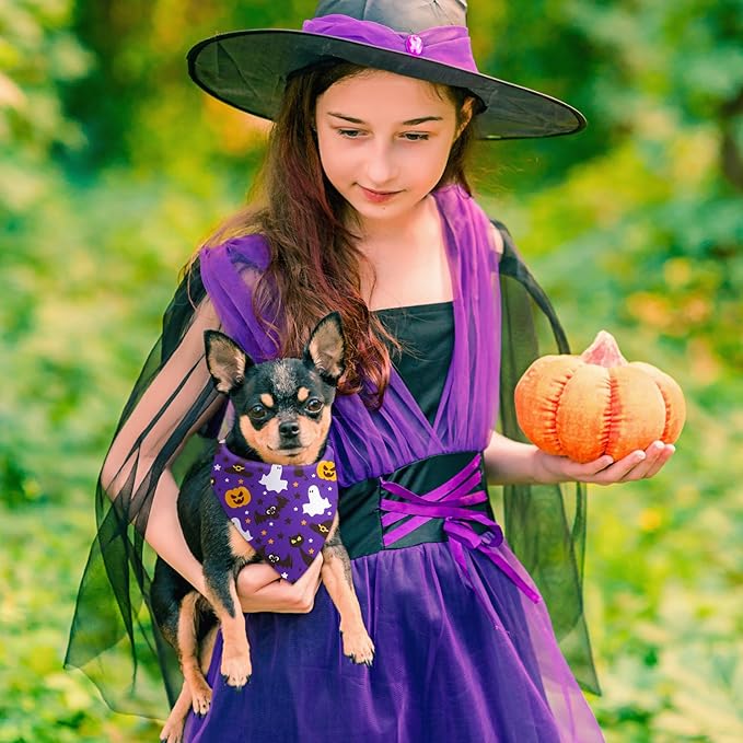 Preboun 50 Pcs Halloween Dog Bandanas Bulk Pumpkin Ghost Bandanas - Image 6
