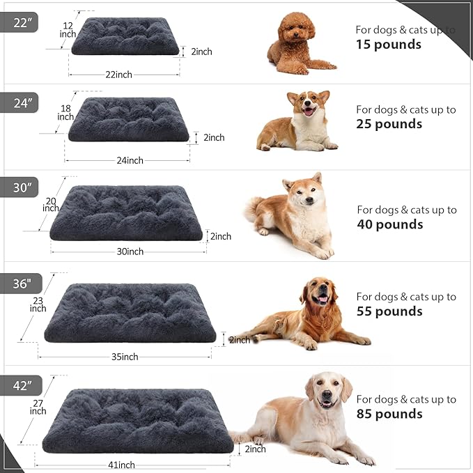 Vonabem Large Dog Bed XL, Washable Dogs Crate Pad 42 Inch, Plush Soft Pet Mats - Image 6
