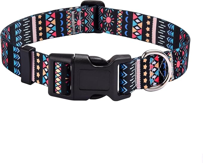 Mihqy Dog Collar with Bohemia Floral Tribal Geometric Patterns by Mihqy