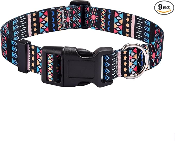 Mihqy Dog Collar with Bohemia Floral Tribal Geometric Patterns by Mihqy