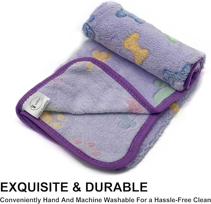 1 Pack 3 Puppy Blankets Super Soft Warm Sleep Mat Bone Print Cute Blanket - Image 3