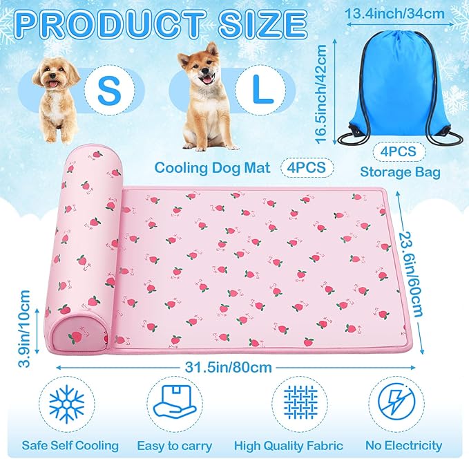 DoubleFill 4 Pack Cooling Pet Mats 23.6" x 31.5" Cooling Dog Beds - Image 2