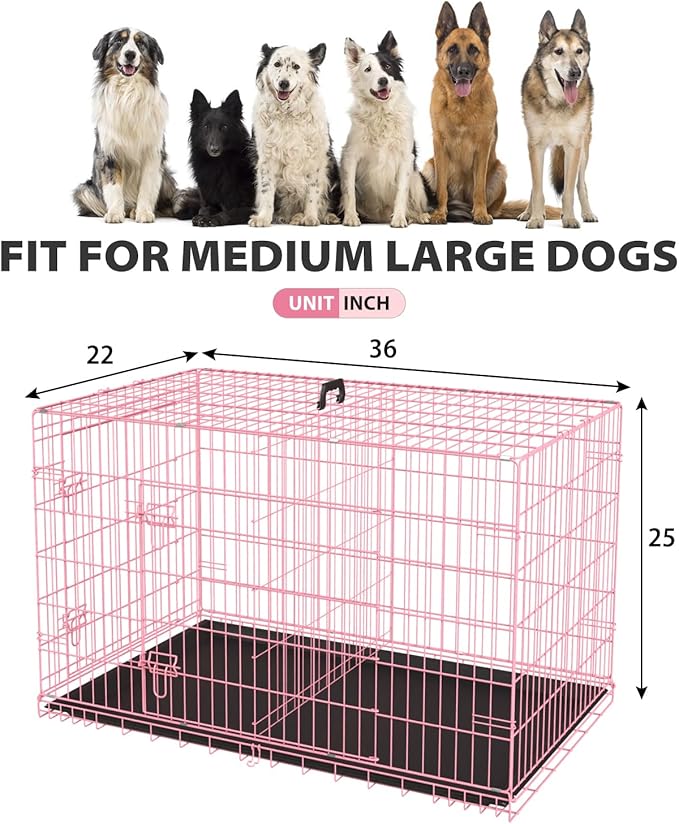 BestPet | Dog Crate | 36" | Pink | Foldable Metal Kennel - Image 7