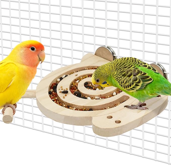 Bird Foraging Toys with Perch, Kiln-Dried Wood Bird Enrichment Toys by Jevnd
