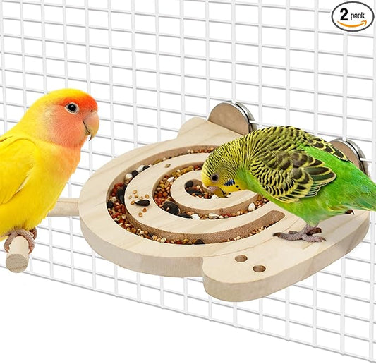 2Pcs Bird Foraging Toys with Perch, Kiln-Dried Wood Bird Enrichment by Jevnd