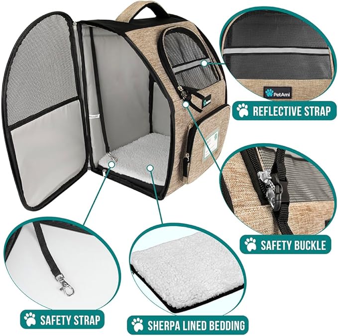 PetAmi Dog Backpack Carrier for Small Medium Dogs Large Cats up to 18 lbs - Image 4