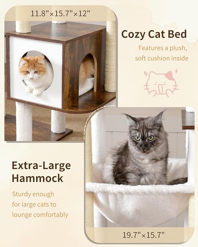 Heybly Cat Tree, 70.5 Inch Wood Tall Cat Tower - Image 5