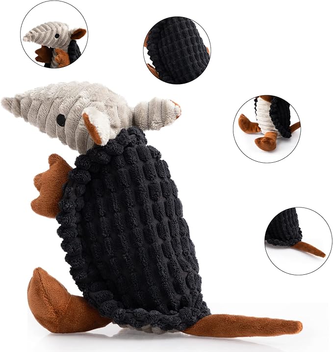 Hollypet Plush Dog Squeaky Toy Stuffed Armadillo Animal Pet Puppy Chew Toys - Image 4