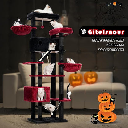 Gitelsnour Gothic Cat Tree for Large Cats, 78.7" Tall Cat Tower for Indoor Cats - Image 9