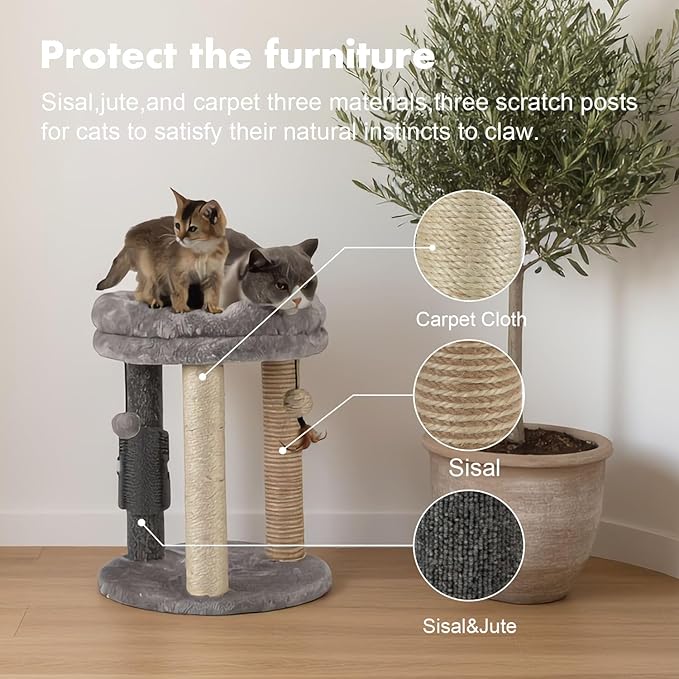MECOOL 4in1 Small Cat Tree, Scratching Post - Image 3