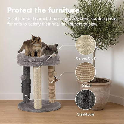 MECOOL 4in1 Small Cat Tree, Scratching Post - Image 3