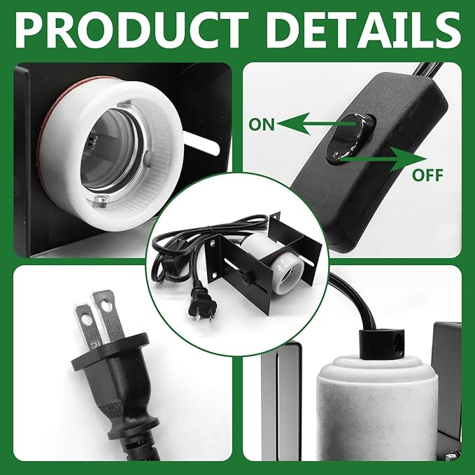 Reptile Light Fixture, Reptile Terrarium Heat Lamps Holder Bracket - Image 2