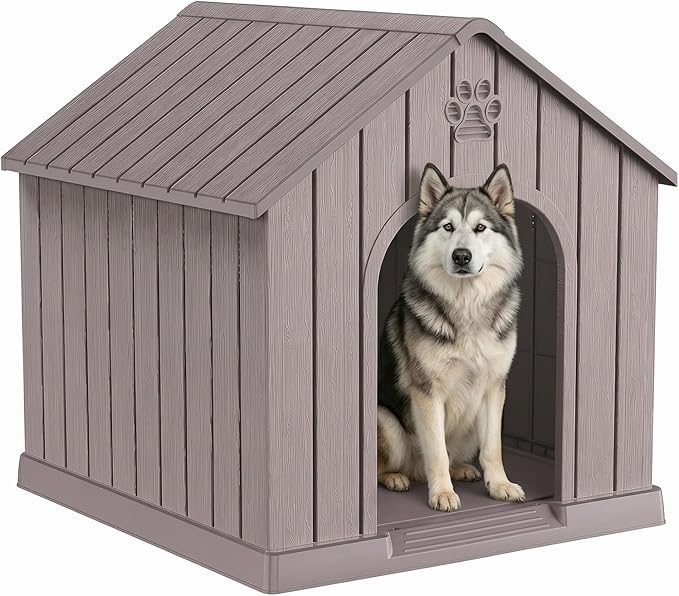 VIXZEN Outdoor Dog House, Resin Material, Large Outdoor Dog House by Vixzen