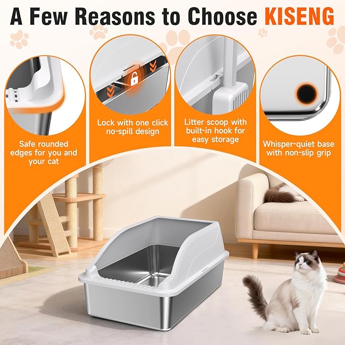 2PACK Stainless Steel Cat Litter Boxes, XL Large Metal Litter Box - Image 7