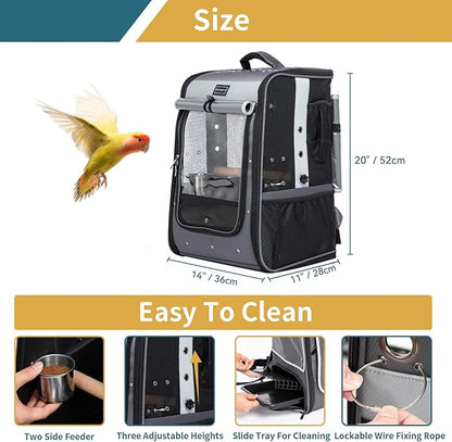 Petsfit Bird Carrier with Shade Cover, Adjustable Height Standing Perch and - Image 4