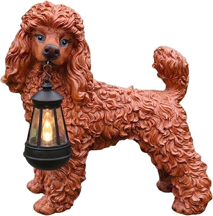 Outdoor Poodle Dog Statue with Interchangeable Welcome Sign and Detachable - Image 4