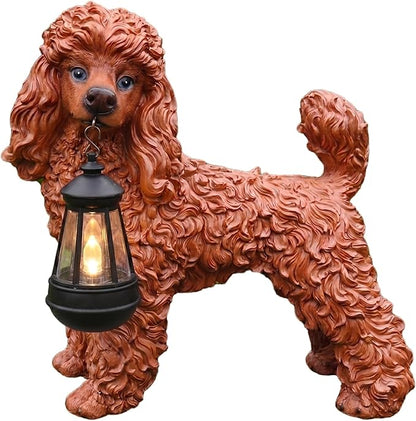 Outdoor Poodle Dog Statue with Interchangeable Welcome Sign and Detachable - Image 4