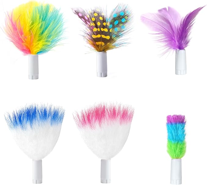 ORSDA 6Pcs Feathers Replacement and Soft Furry Accessories ONLY Fits Cat Toys by ORSDA