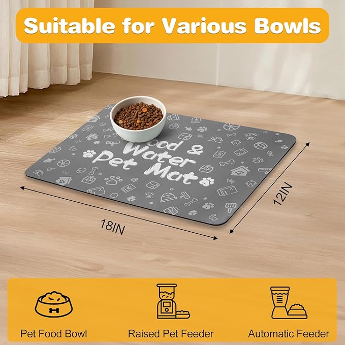 Pet Feeding Mat, Dog Cat Mat for Food and Water, Dog Bowl Waterproof Placemat - Image 7