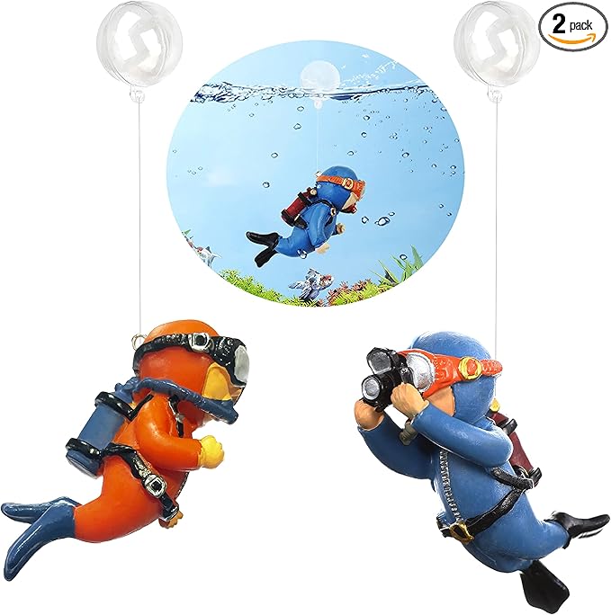 2-Pack Floating Fish Tank Decorations Little Diver Aquarium Decoration Aquarium by SUPTEC%C2%AE