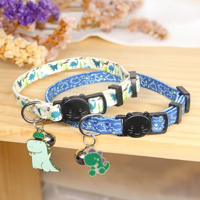 Cat Collar Breakaway, 2 Pack Cotton Kitten Collars - Image 2