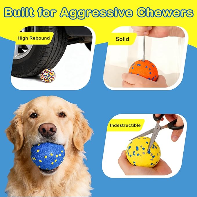 6 Pack Dog Balls for Aggressive Chewers, Indestructible 2.75 Inch ETPU Pet Toys - Image 3