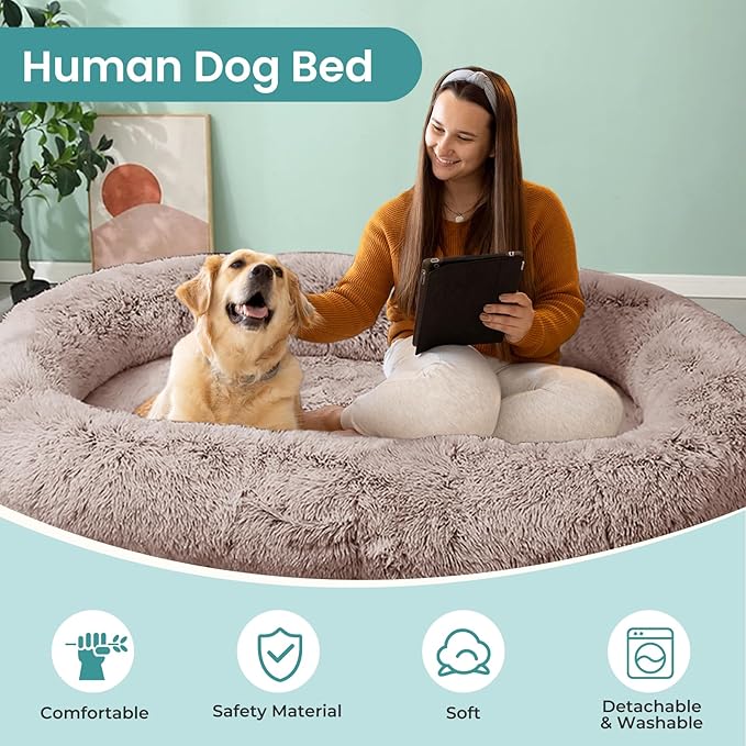 JOLLYVOGUE Human Dog Bed for Adults and Pets, Ultra-Soft Plush Giant Dog Bed - Image 2