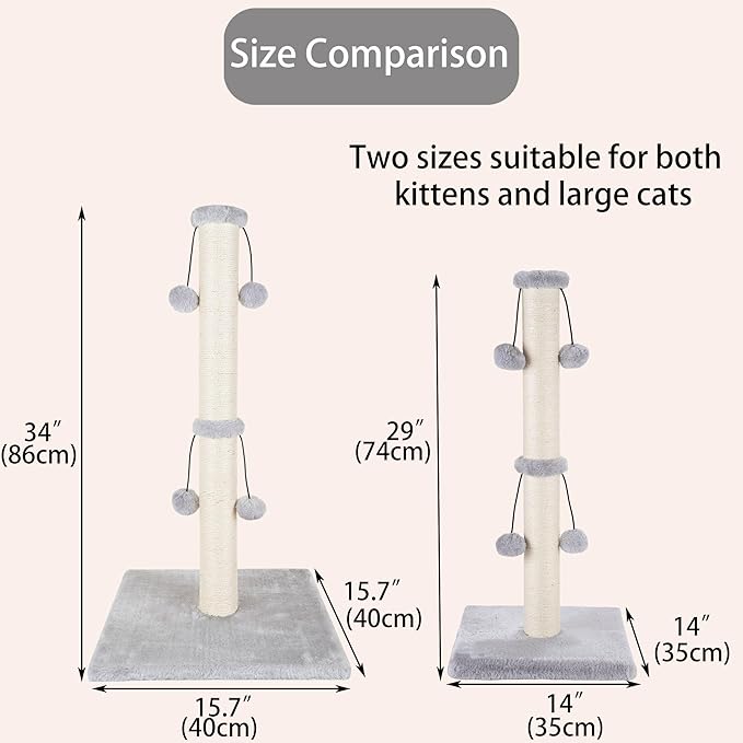 Dimaka 29'' Cat Scratching Post, Natural Sisal Rope Scratcher Post, Kitten Claw - Image 3